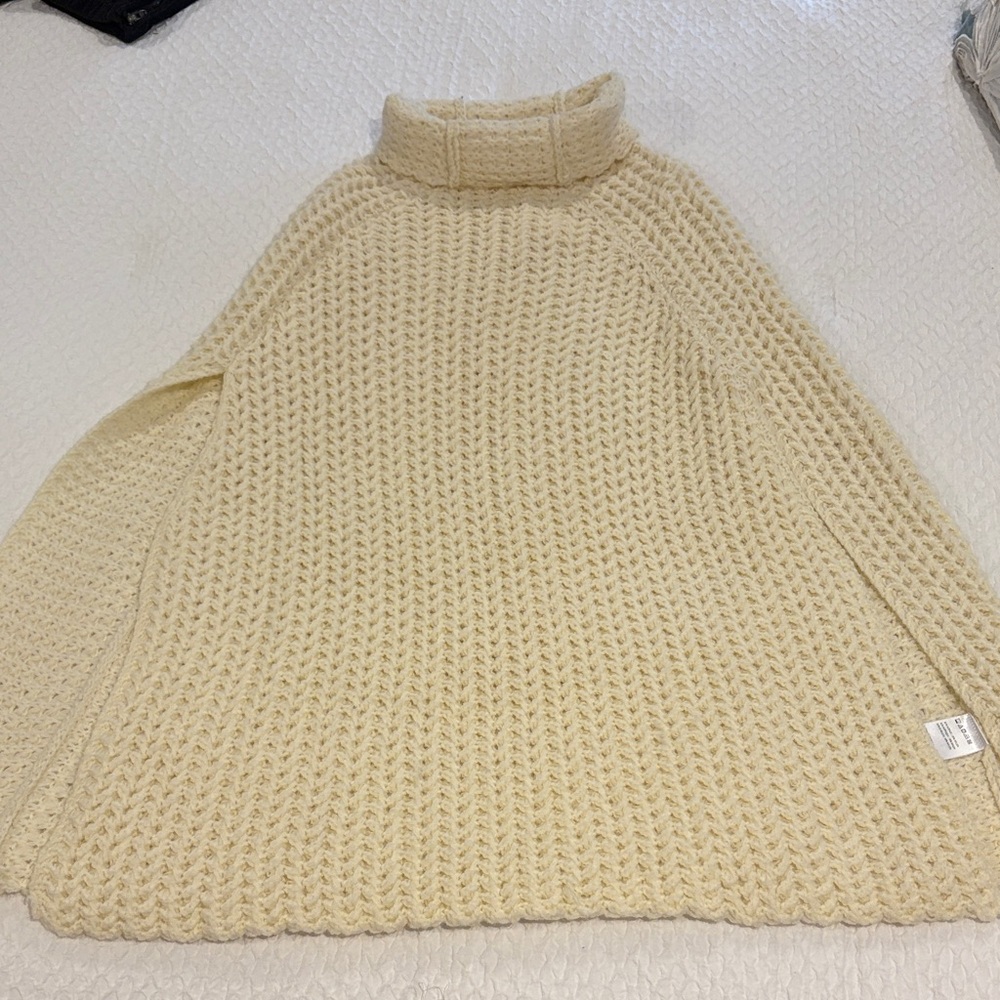 Cozy Cream Turtleneck Sweater Cape